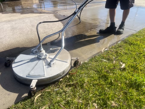 Clean driveway after pressure washing